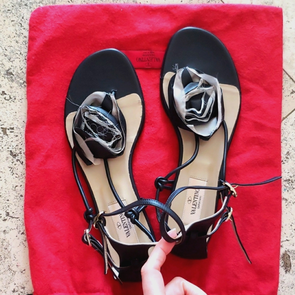 Valentino leather strap flower sandals